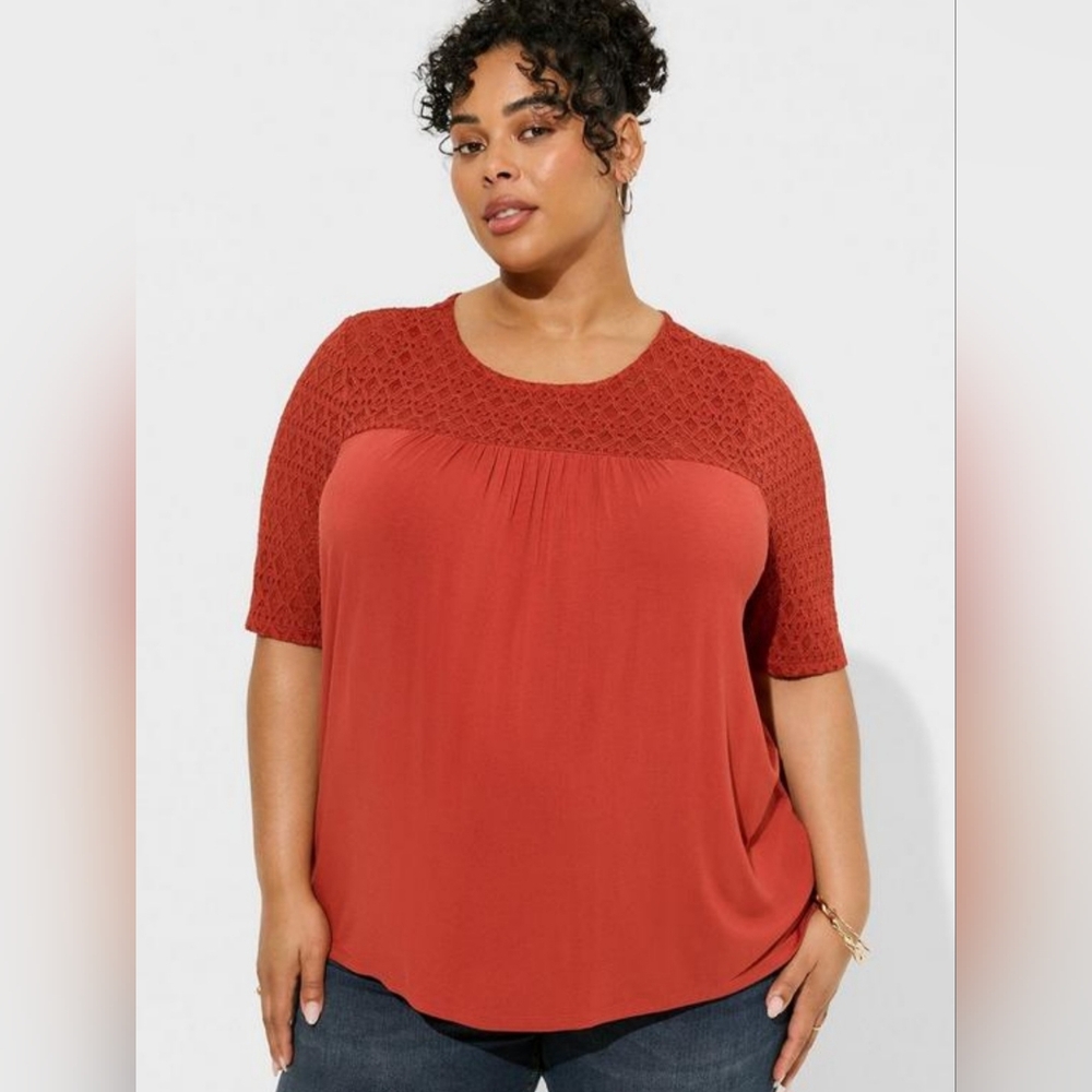 NWT Geo Lace Yoke Blouse Sz 2X